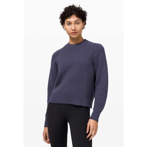 lululemon athletica Sweaters - Lululemon Texture Play Crew Sweater Cadet Blue xs/s